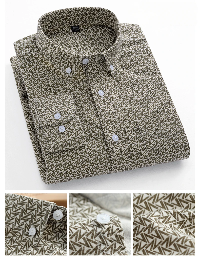 Fashion Korean Trends Casual Long-Sleeve Shirts for Men Slim Fit Plain Shirt 100% Cotton Plaid Striped Tops Soft Designer Clothe