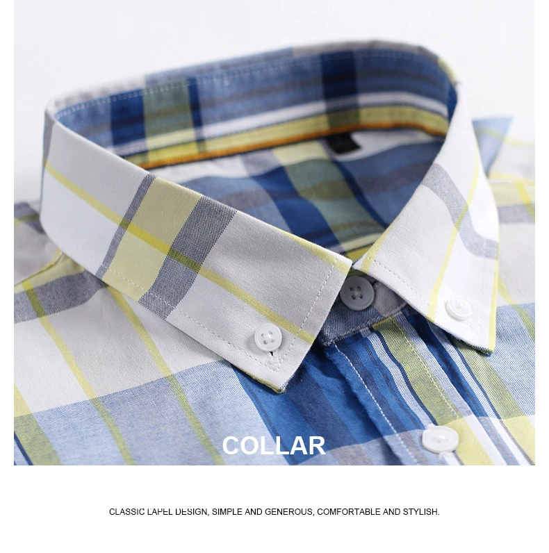 Fashion Korean Trends Casual Long-Sleeve Shirts for Men Slim Fit Plain Shirt 100% Cotton Plaid Striped Tops Soft Designer Clothe