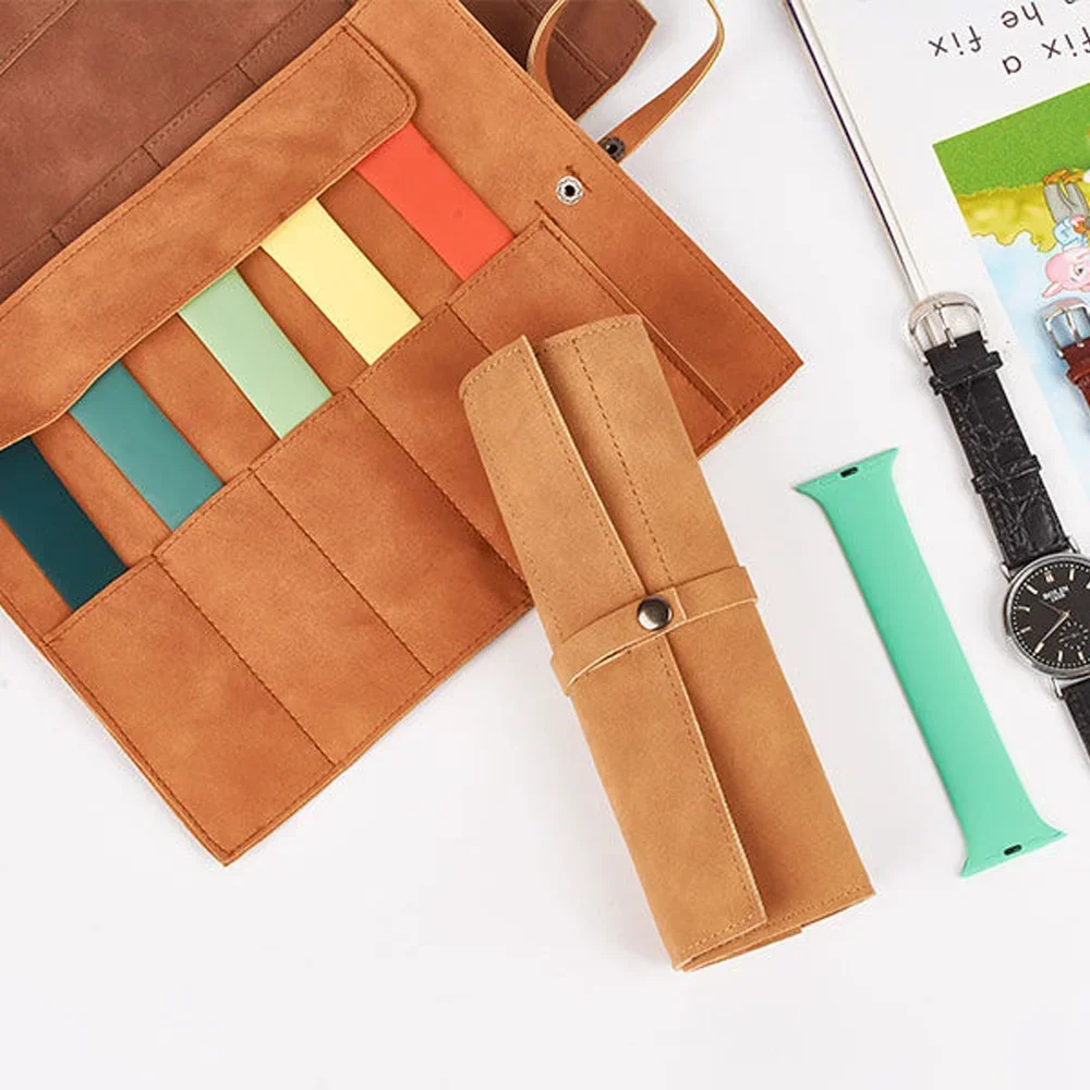 2026 Watch Band Roll Organizer with 5 Slots,Storage Box,Easy Carry On Watchlover Storage,Full Grain Leather,Handmade Travel Case