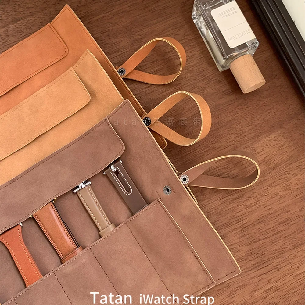 2026 Watch Band Roll Organizer with 5 Slots,Storage Box,Easy Carry On Watchlover Storage,Full Grain Leather,Handmade Travel Case