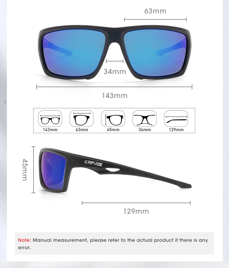 Kapvoe Polarized Sunglasses Fashion Outdoor Sports Uv400 Glasses Camping Fishing Goggles Hiking Running Glasses for Men Cycl
