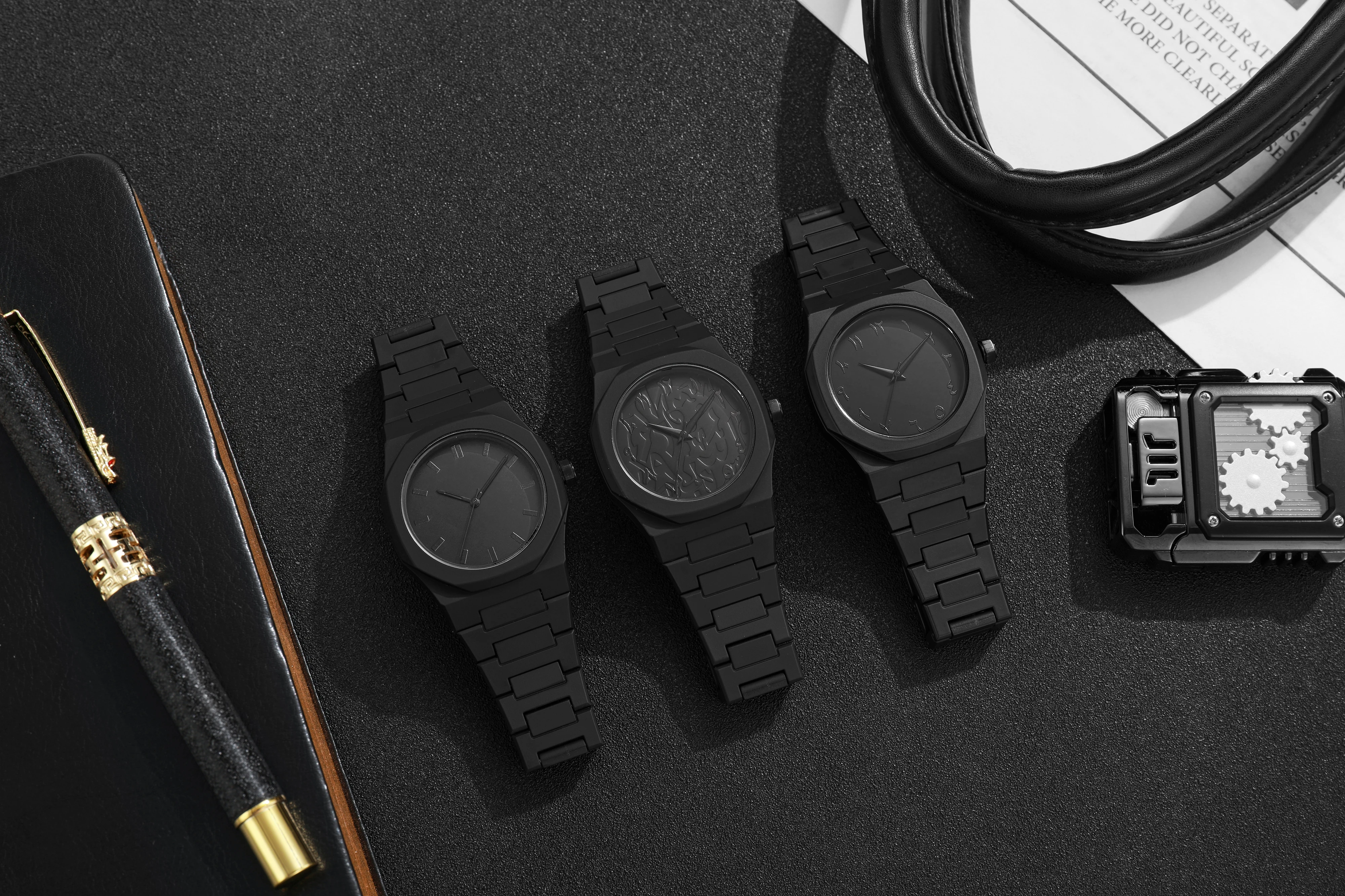 Modern Minimalist Personality Creative All-black Men's Watch Arabic Digital Sports Leisure Quartz Watch Unique Design Watch