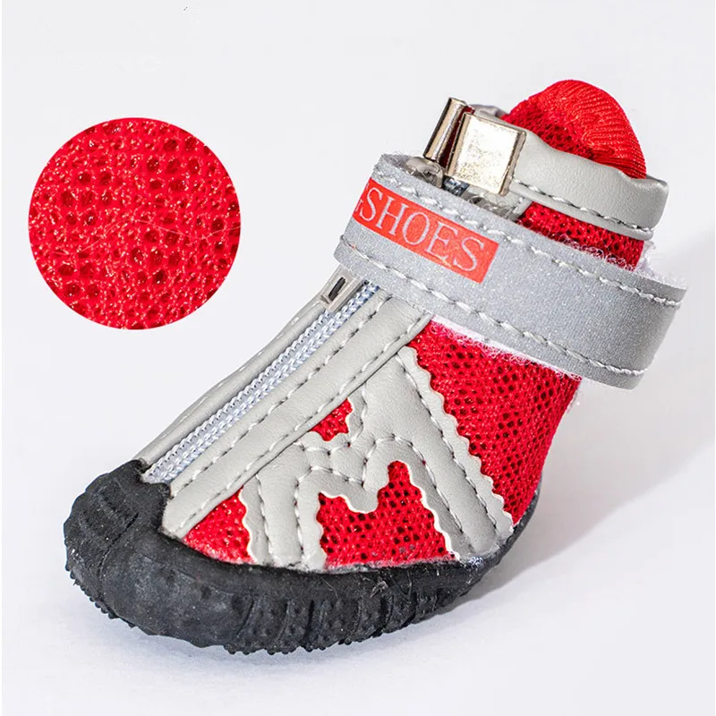 Mesh Pet Dog Shoes Reflective Dog Boots Breathable Puppy Shoes Anti-slip Spring Summer Dog Booties