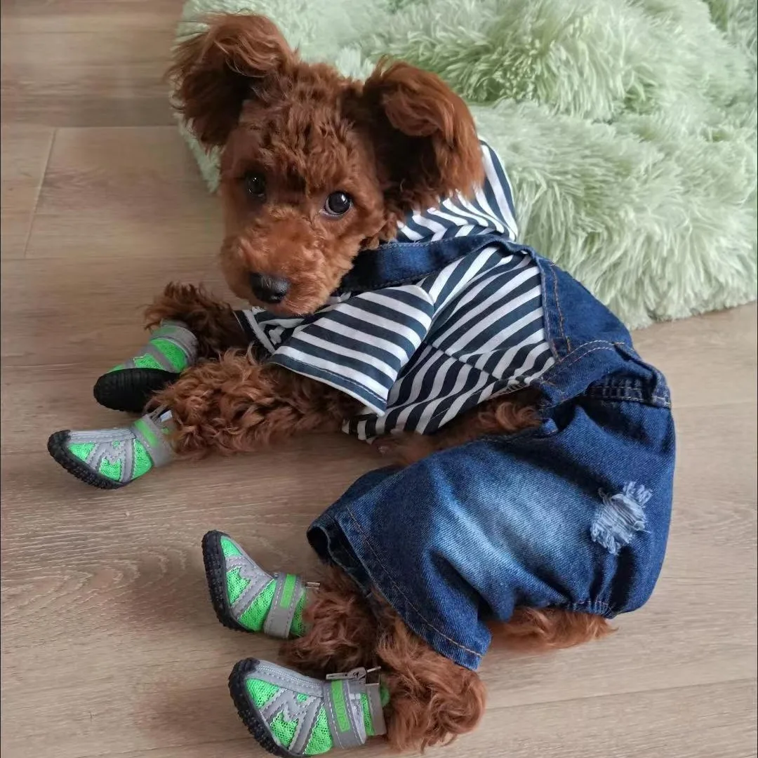 Mesh Pet Dog Shoes Reflective Dog Boots Breathable Puppy Shoes Anti-slip Spring Summer Dog Booties