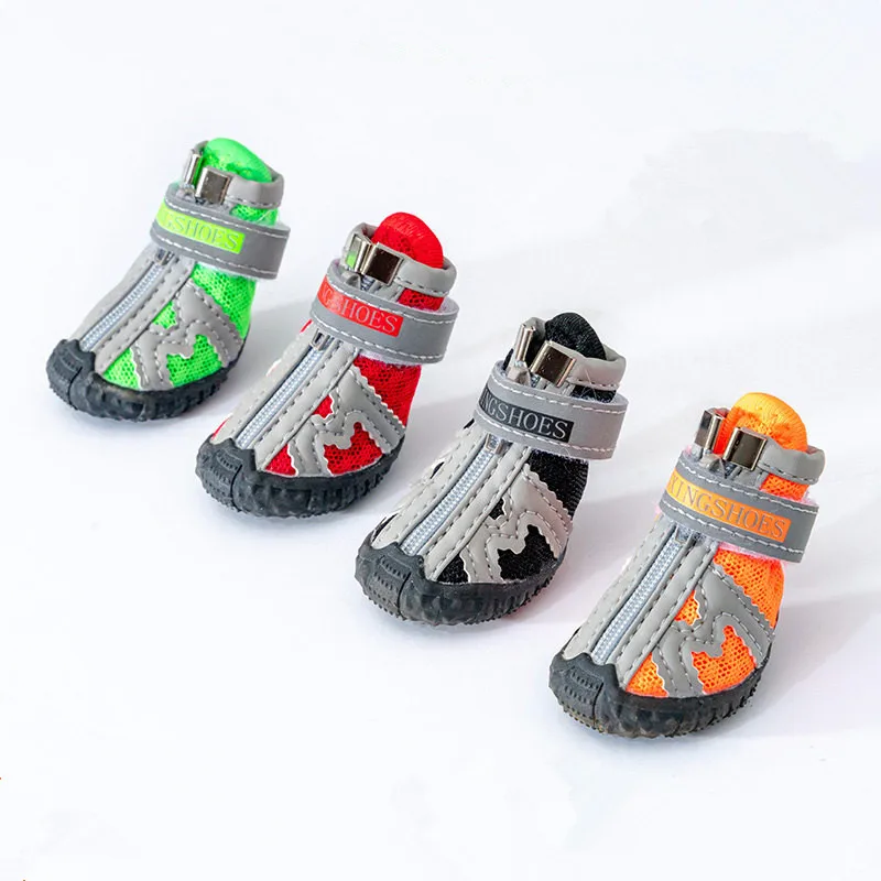 Mesh Pet Dog Shoes Reflective Dog Boots Breathable Puppy Shoes Anti-slip Spring Summer Dog Booties
