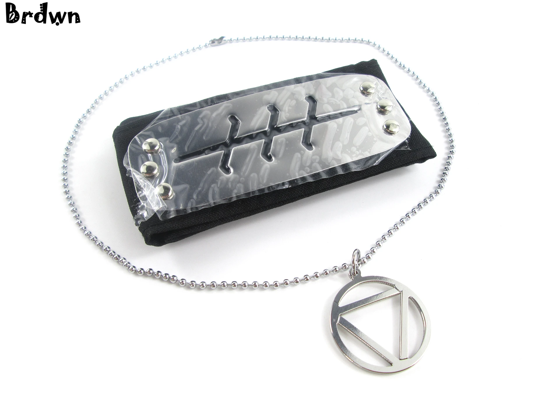 Brdwn Cosplay Akatsuki Hidan Itachi Logo Headband Necklace Ring Kunai