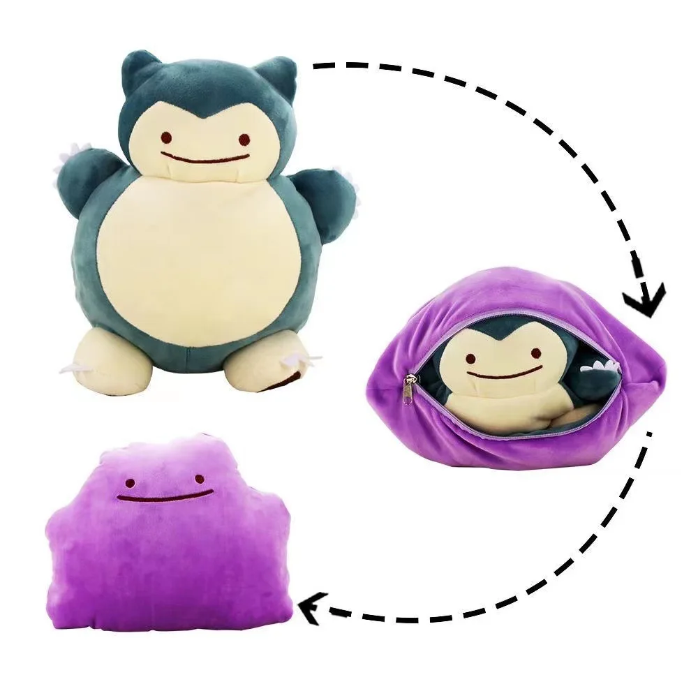 20cm Pokemon Anime Dolls Reversible Pillow Cushion Ditto Transform Snorlax Plush Toys Pillow Doll For Kids Gift