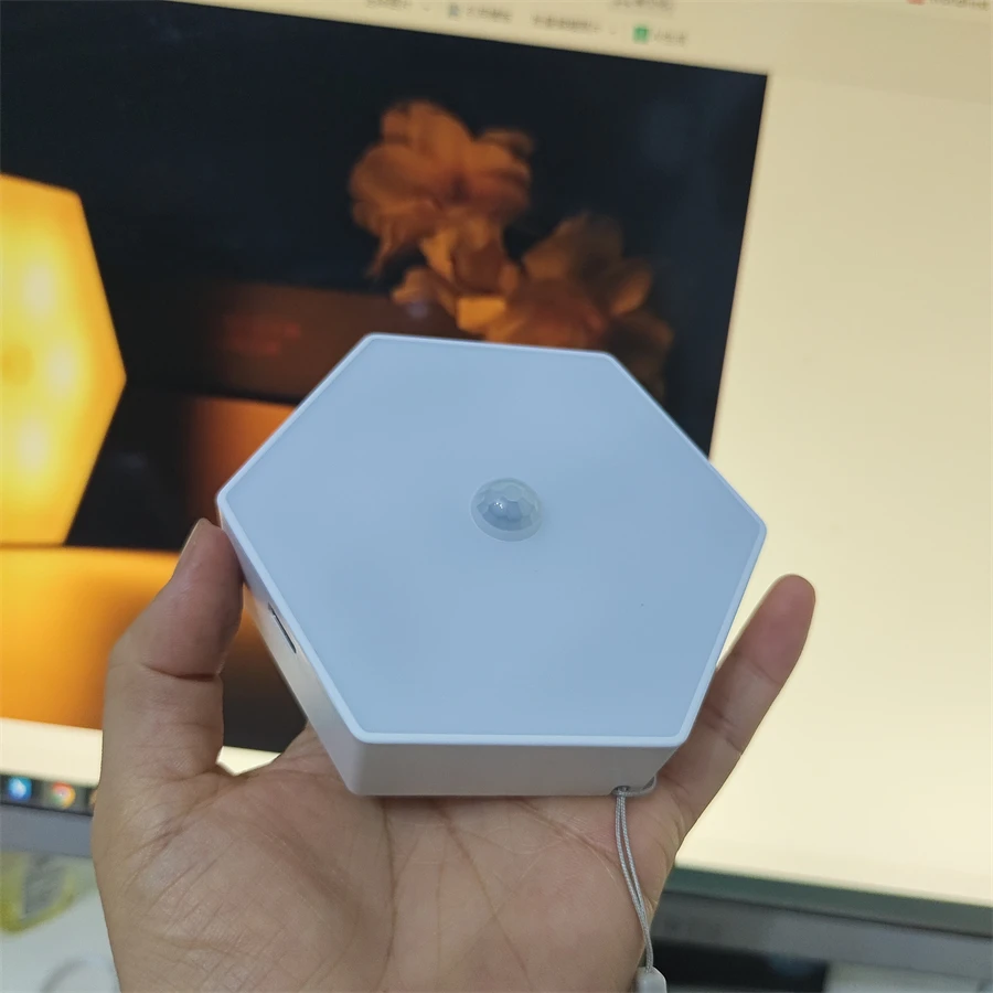 Rechargeable LED Closet Night Light with PIR Motion Sensor and Hexagon Magnetic Kitchen Bathroom Cabinet Portable Emergency Lamp