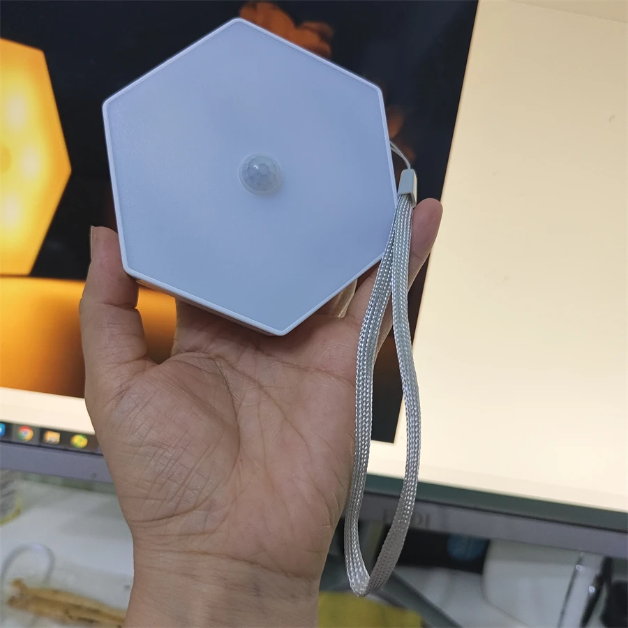 Rechargeable LED Closet Night Light with PIR Motion Sensor and Hexagon Magnetic Kitchen Bathroom Cabinet Portable Emergency Lamp