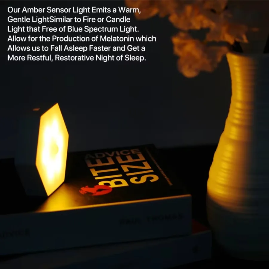 Rechargeable LED Closet Night Light with PIR Motion Sensor and Hexagon Magnetic Kitchen Bathroom Cabinet Portable Emergency Lamp