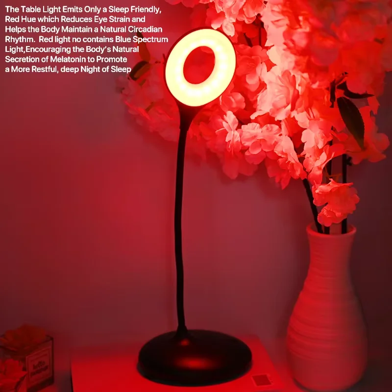 No Blue Desk Lamp 1600K 600nm Eye-Care Rechargeable Table Reading Light Touch Control Flexible Gooseneck with Standing Base