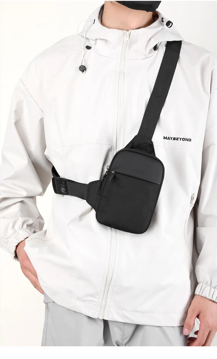 Men Waterproof Sling Chest Pack Fashion Small Black Crossbody Shoulder Zipper Bag Travel Workout Handbag Messanger Bag for Men