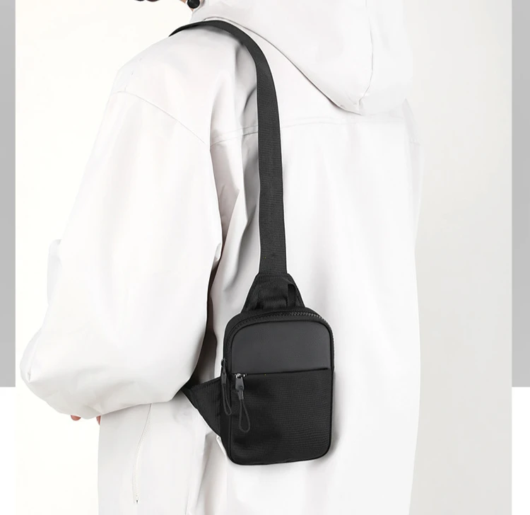 Men Waterproof Sling Chest Pack Fashion Small Black Crossbody Shoulder Zipper Bag Travel Workout Handbag Messanger Bag for Men