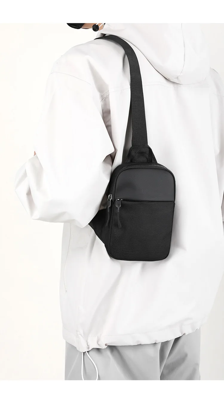 Men Waterproof Sling Chest Pack Fashion Small Black Crossbody Shoulder Zipper Bag Travel Workout Handbag Messanger Bag for Men