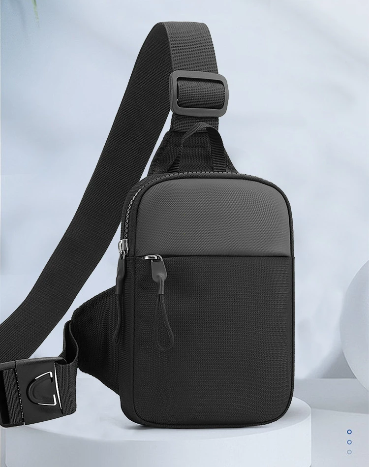 Men Waterproof Sling Chest Pack Fashion Small Black Crossbody Shoulder Zipper Bag Travel Workout Handbag Messanger Bag for Men