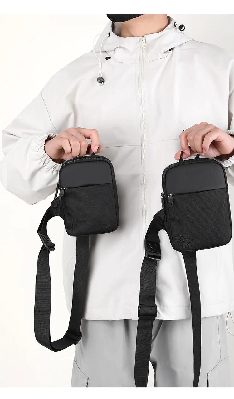 Men Waterproof Sling Chest Pack Fashion Small Black Crossbody Shoulder Zipper Bag Travel Workout Handbag Messanger Bag for Men