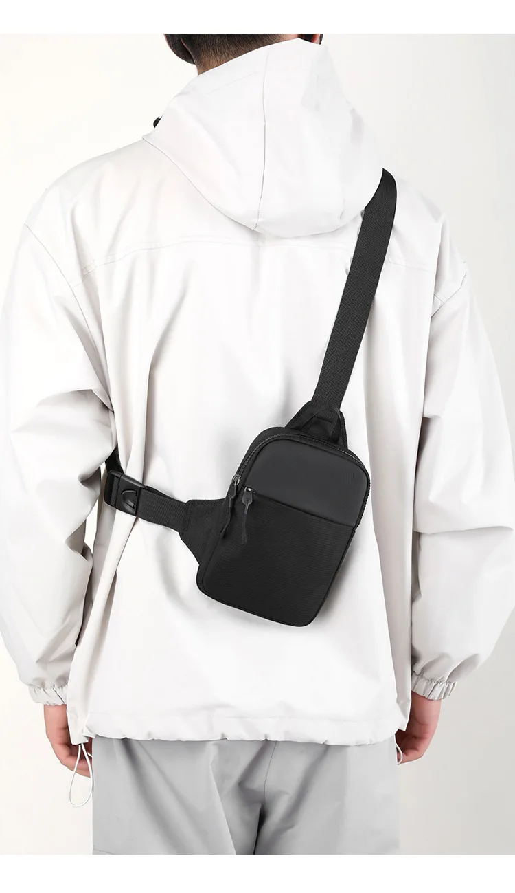 Men Waterproof Sling Chest Pack Fashion Small Black Crossbody Shoulder Zipper Bag Travel Workout Handbag Messanger Bag for Men