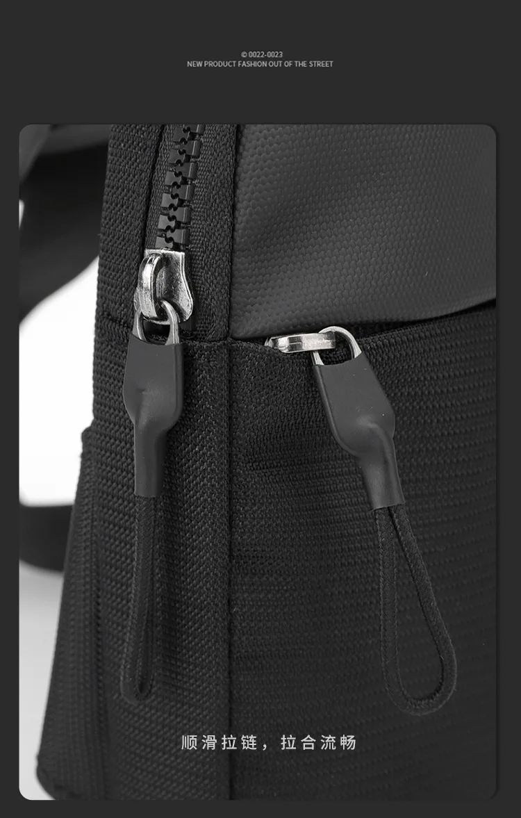 Men Waterproof Sling Chest Pack Fashion Small Black Crossbody Shoulder Zipper Bag Travel Workout Handbag Messanger Bag for Men