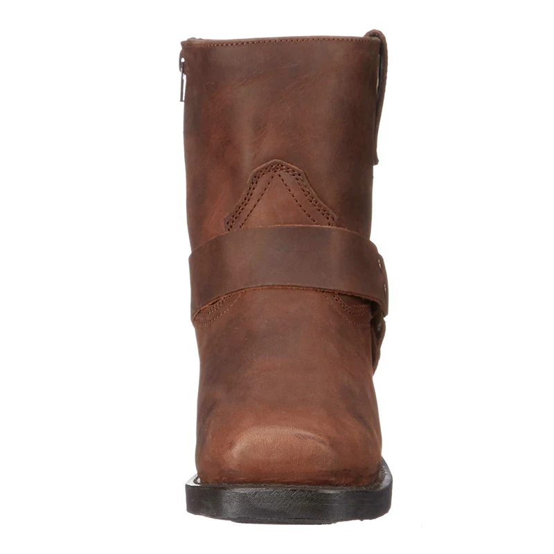 Men's Leather Boots Side Zipper Western Cowboy Boots Retro Men's Short Boots Lightweight Comfort Outdoors Boots Large Size 48