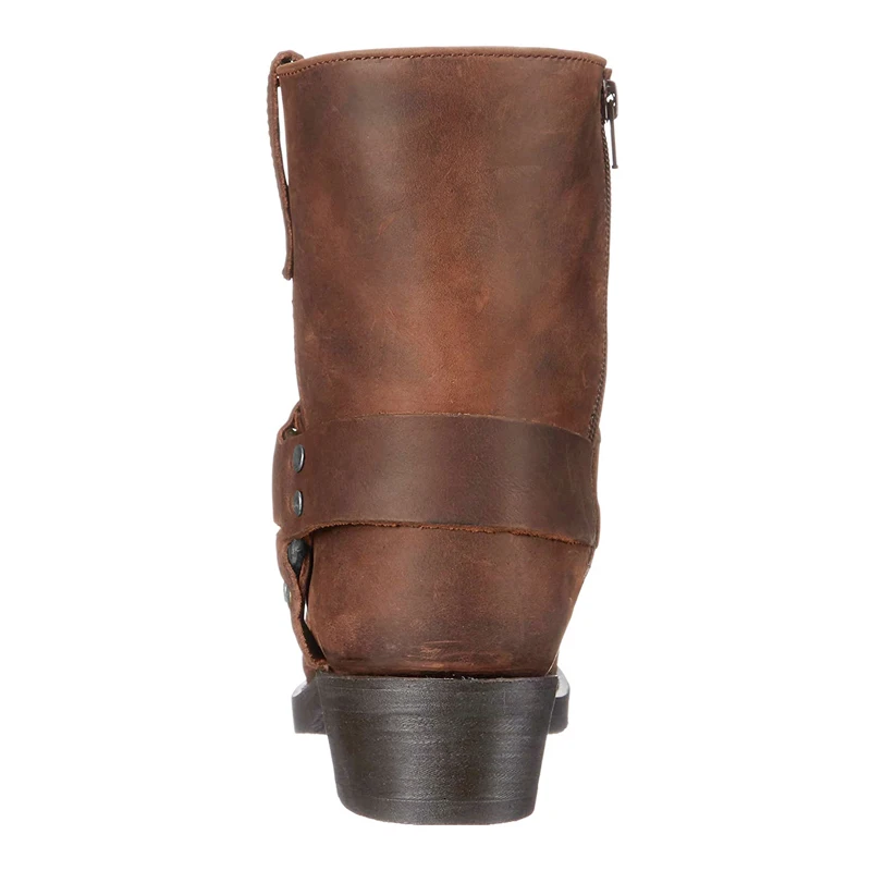 Men's Leather Boots Side Zipper Western Cowboy Boots Retro Men's Short Boots Lightweight Comfort Outdoors Boots Large Size 48
