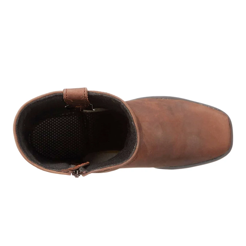 Men's Leather Boots Side Zipper Western Cowboy Boots Retro Men's Short Boots Lightweight Comfort Outdoors Boots Large Size 48