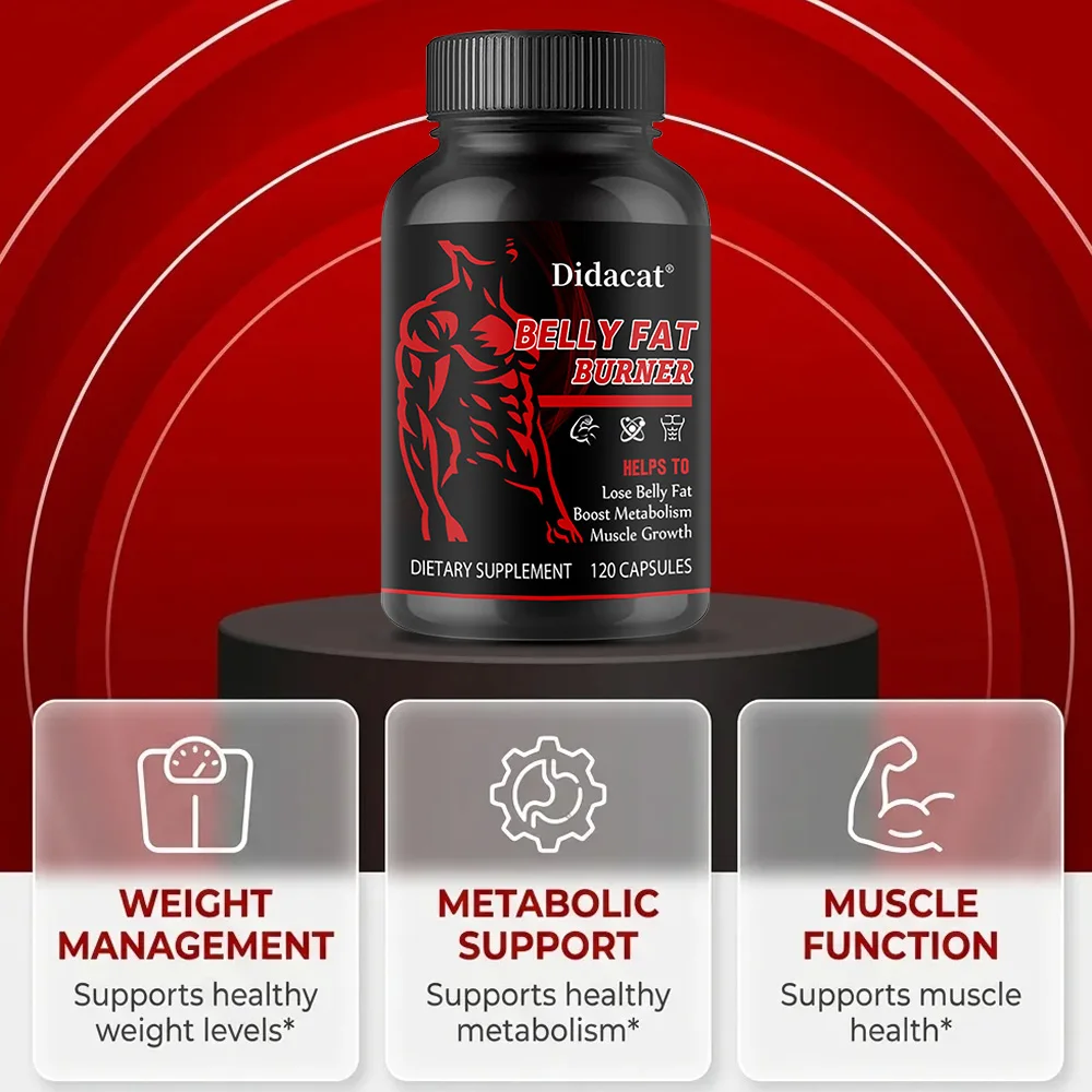 Stimulant-Free Men's Belly Fat Burner Capsules, Boost Metabolism, Burn Stubborn Fat, Tighten Abs, Preserve Muscle, Caffeine-Free