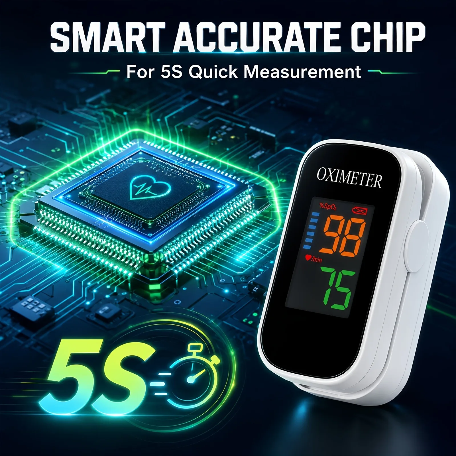 Finger Pulse Oximeter for Sports Oxygen Level And Pulse Rate Device with OLED Screen Blood Oxygen Saturation Monitor Heart Rate