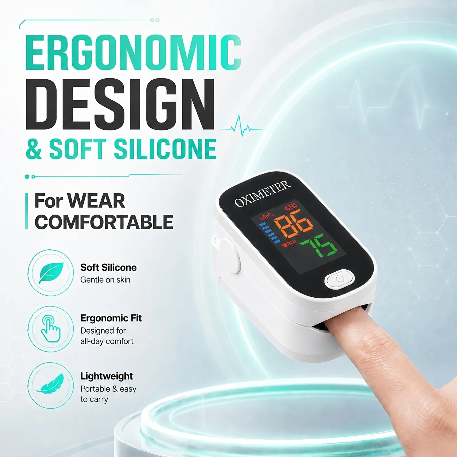Finger Pulse Oximeter for Sports Oxygen Level And Pulse Rate Device with OLED Screen Blood Oxygen Saturation Monitor Heart Rate