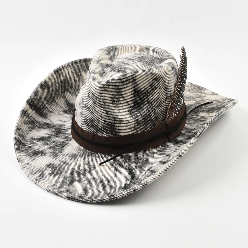 Handmade Feather Accessories Fedoras Hat Vintage Western Cowboy Hat Outdoor Travel Party Street Style Sombrero Hombre Caps