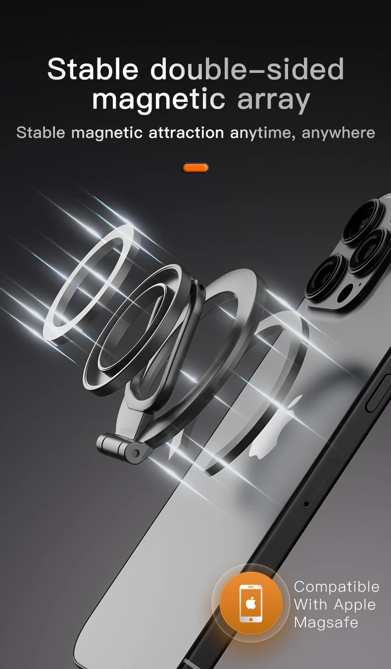 For Magsafe Foldable Double Sided Magnetic Phone Holder For iPhone Xiaomi Universal Folding Car Holder Magnetic Smartphone Stand