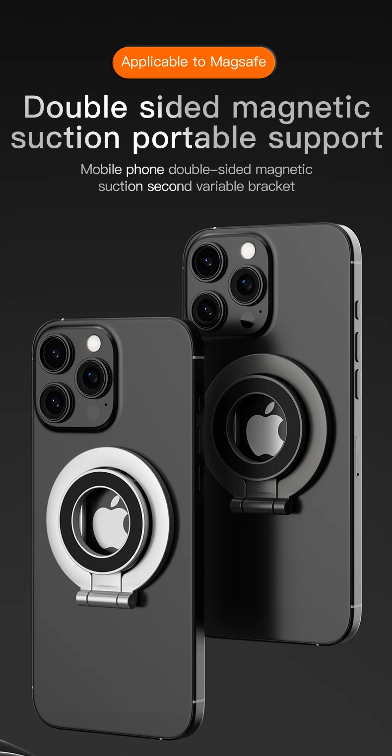 For Magsafe Foldable Double Sided Magnetic Phone Holder For iPhone Xiaomi Universal Folding Car Holder Magnetic Smartphone Stand