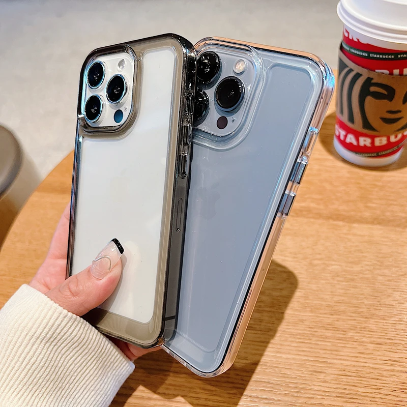 Luxury Transparent Shockproof Armor Case for iPhone 17 Air 16 15 14 Plus 13 12 Mini 11 Pro Max Clear Bumper Hard Acrylic Cover