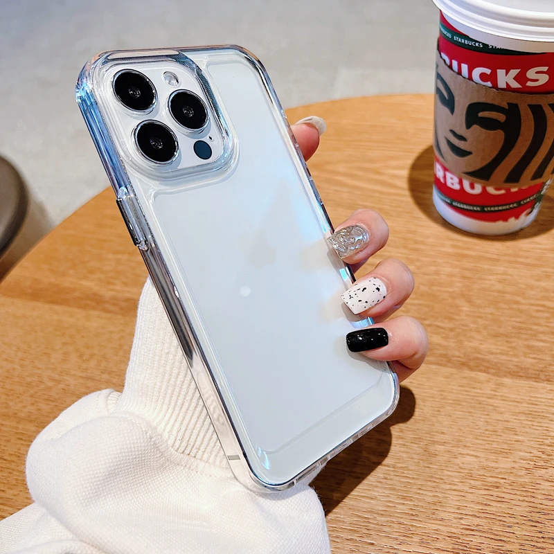 Luxury Transparent Shockproof Armor Case for iPhone 17 Air 16 15 14 Plus 13 12 Mini 11 Pro Max Clear Bumper Hard Acrylic Cover