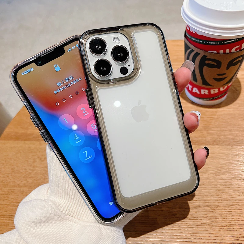 Luxury Transparent Shockproof Armor Case for iPhone 17 Air 16 15 14 Plus 13 12 Mini 11 Pro Max Clear Bumper Hard Acrylic Cover