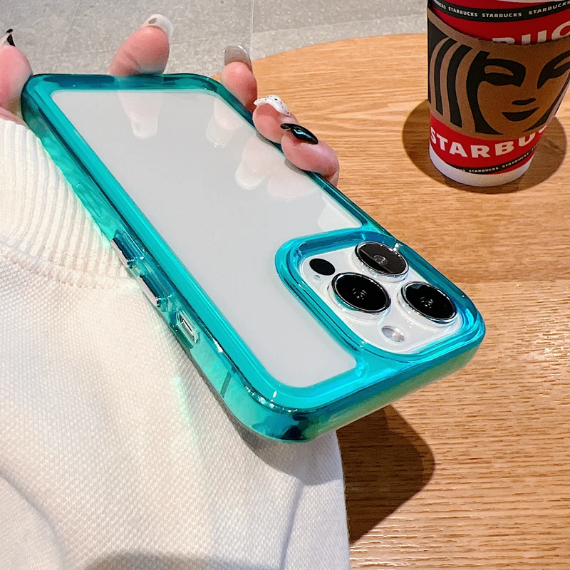 Luxury Transparent Shockproof Armor Case for iPhone 17 Air 16 15 14 Plus 13 12 Mini 11 Pro Max Clear Bumper Hard Acrylic Cover