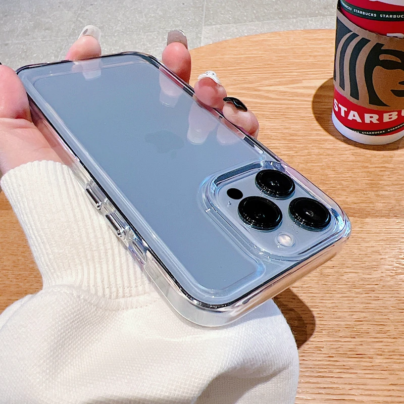 Luxury Transparent Shockproof Armor Case for iPhone 17 Air 16 15 14 Plus 13 12 Mini 11 Pro Max Clear Bumper Hard Acrylic Cover