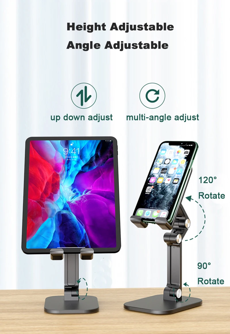 Three Sections Foldable Desk Mobile Phone Holder For iPhone iPad Tablet Flexible Table Desktop Adjustable Cell Smartphone Stand