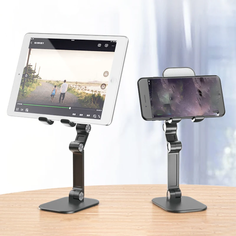 Three Sections Foldable Desk Mobile Phone Holder For iPhone iPad Tablet Flexible Table Desktop Adjustable Cell Smartphone Stand