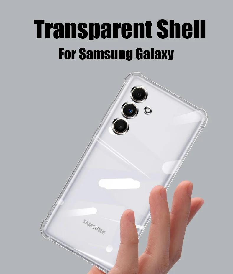 Clear Phone Case For Samsung Galaxy S22 S23 S24 Plus S25 Ultra S21 Fe Silicone Soft Case For Samsung A16 A26 A36 A56 A55 A35 A15