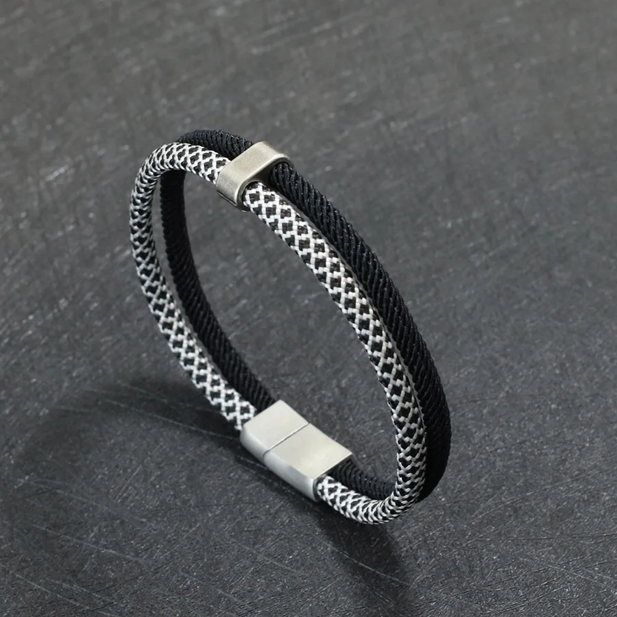 Noter New Fashion Mens Paracord Bracelet Stainless Steel Magent Buckle Wrap Braslet Gifts For Boyfriend Fabric Nautical Braclet