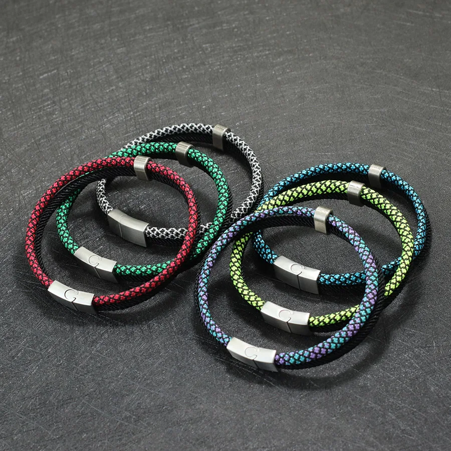 Noter New Fashion Mens Paracord Bracelet Stainless Steel Magent Buckle Wrap Braslet Gifts For Boyfriend Fabric Nautical Braclet