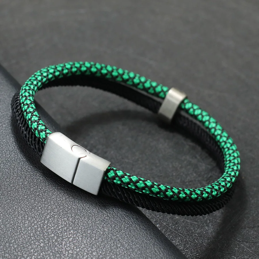 Noter New Fashion Mens Paracord Bracelet Stainless Steel Magent Buckle Wrap Braslet Gifts For Boyfriend Fabric Nautical Braclet