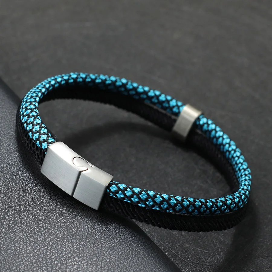 Noter New Fashion Mens Paracord Bracelet Stainless Steel Magent Buckle Wrap Braslet Gifts For Boyfriend Fabric Nautical Braclet