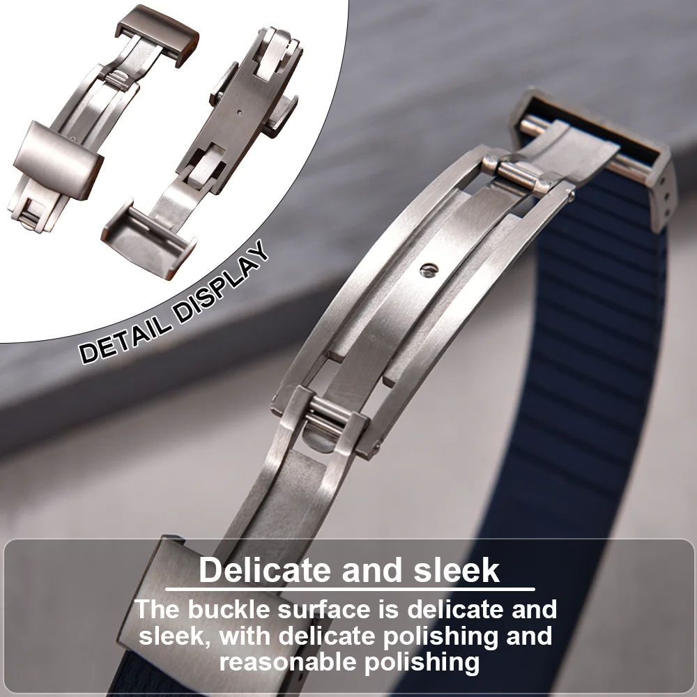 Original Stripess CTS FKM Rubber Watch Strap 20mm For D-elug FKM CTS Watchband Quick Release Silver Butterfly Buckle Cut To Size