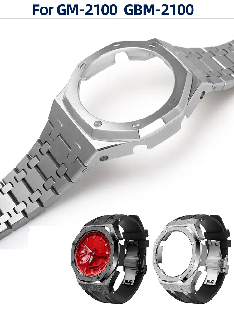 GM-2100 GBM2100 Stainless Steel Case Bezel metal Strap For Casio G-SHOCK GM2100 GBM-2100 Mod Kit Replacement Mod Refit Kit