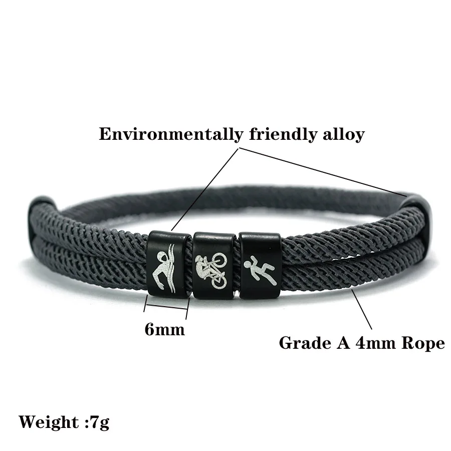Noter Creative Men Triathlon Sport Cord Bracelet Premium Selected 4mm Rope 6 Color Options Outdoor Cool Riding Wrist Accessories