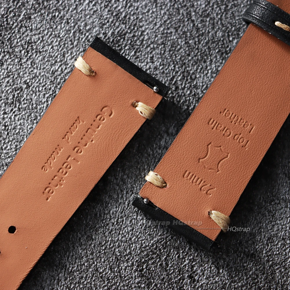 Handmade Genuine Leather Watchband 18mm 19 20mm 21 22mm Stitching Cowhide Watch Strap for Seiko for Omega Quick Release Bracelet