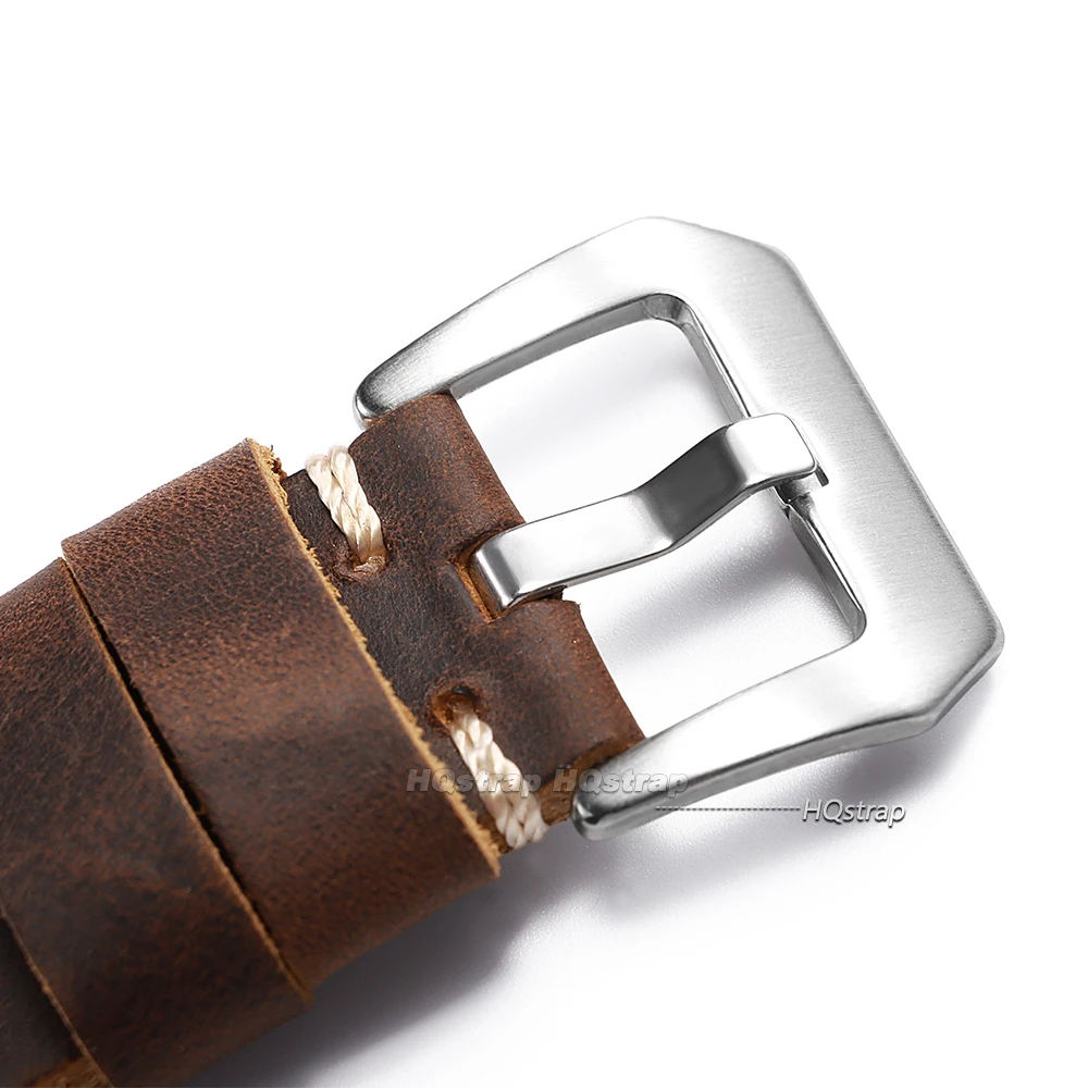 Vintage Crazy Horse Leather Watch Band Handmade Stitching Cowhide Strap for Panerai 18mm 20mm 22mm 24mm 26 Smartwatch Wristband
