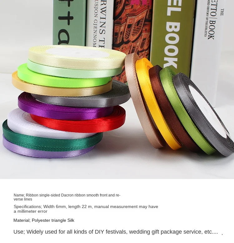 25Yards 6mm Silk Satin Ribbons for Crafts Bow Handmade Gift Wrap Partys Christmas Wedding Decorative Artificial Accessories