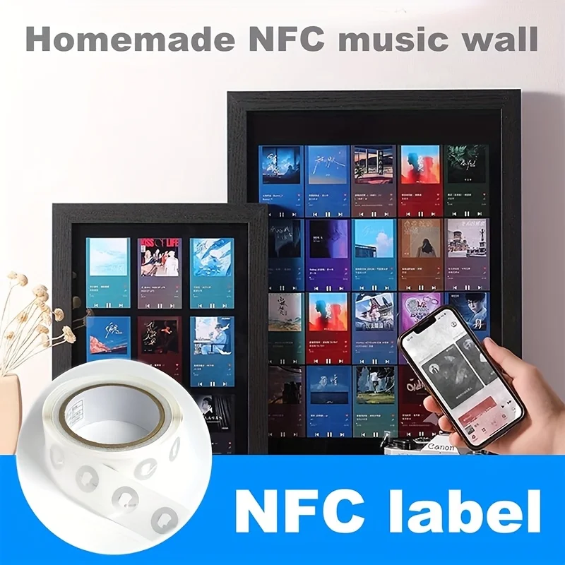 100Pcs High Capacity NTAG213 NFC Stickers Clear Label, Adhesive Rewritable Tags for All NFC-Enabled Mobile Phones & Devices